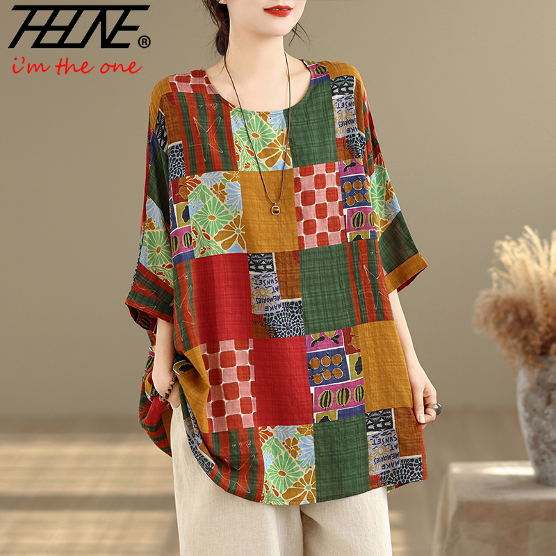 Korean Lifestyle - THHONE Dames Shirts Print Losse Plus