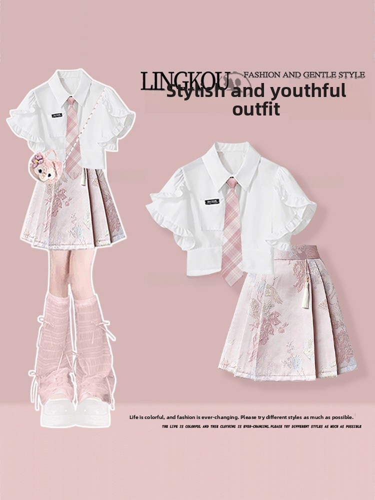 Korean Lifestyle - Elegante zomeroutfit dames Koreaanse stijl shirt