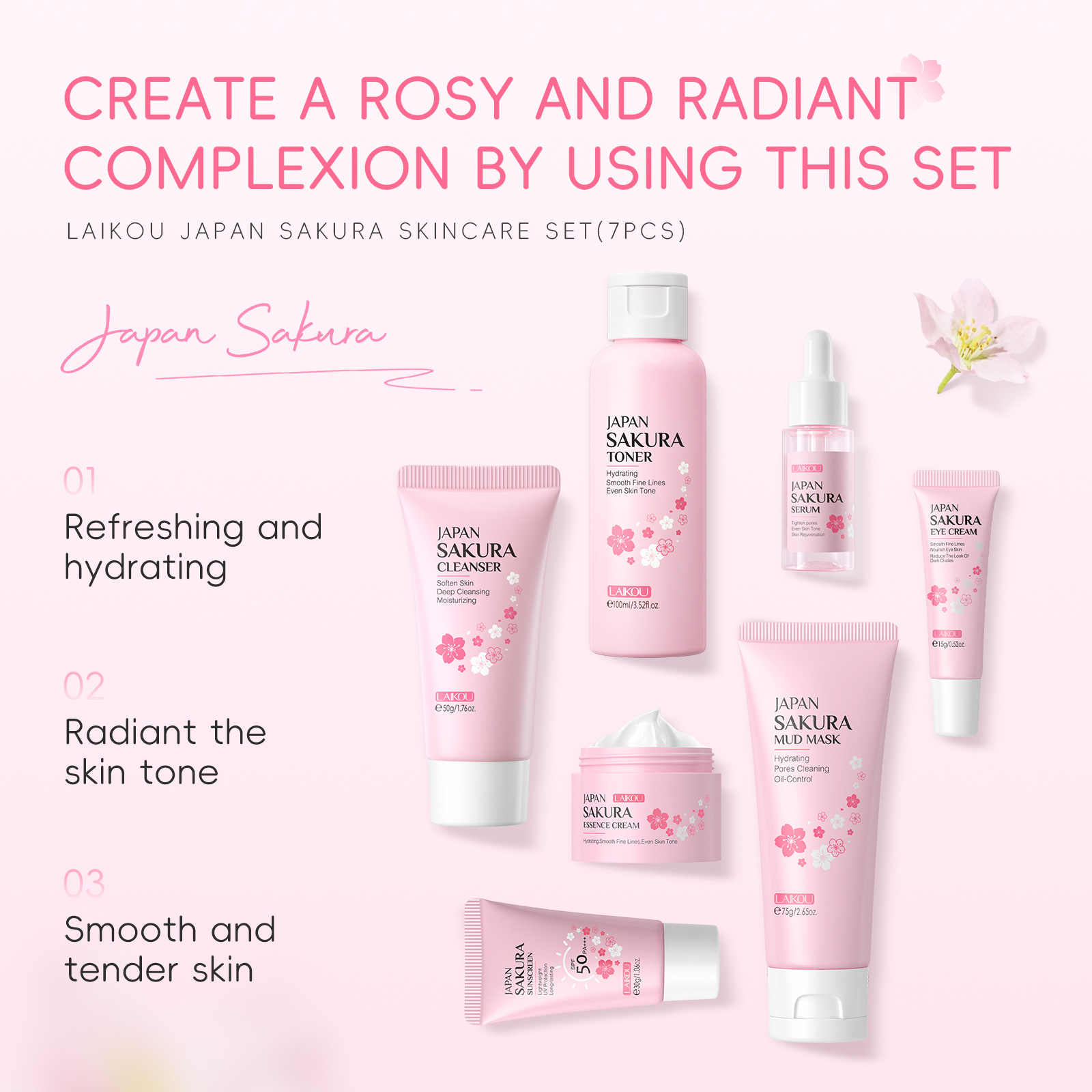 Koreaanse Sakura Skincare Set  - Korean Skincare Routine recensie en prijs